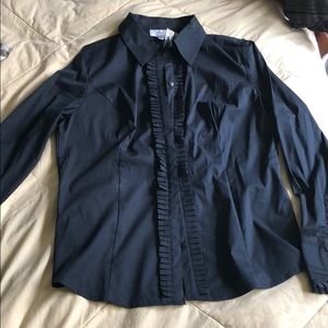 LOFT Womens ruffle shirt long sleeve with ruffles